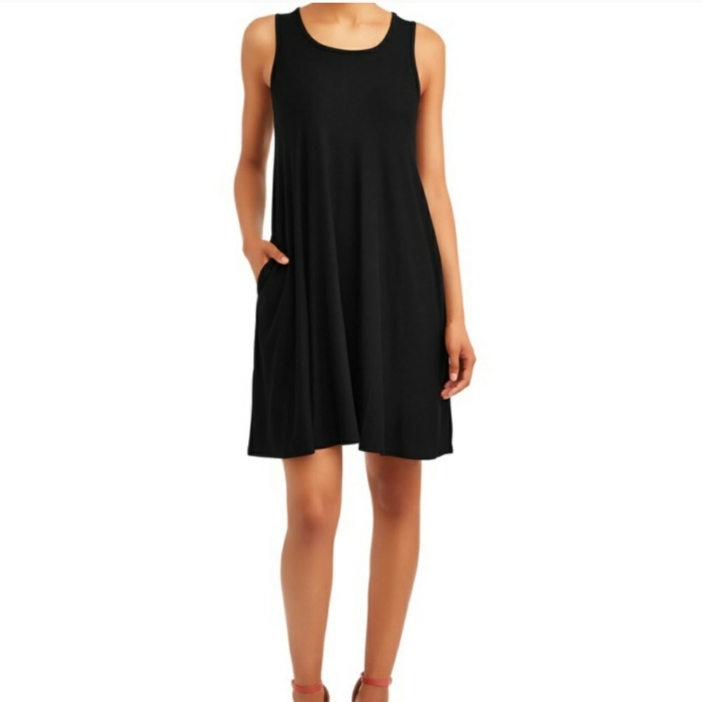Black Pocket Swing Dress Comfy XL 16/18